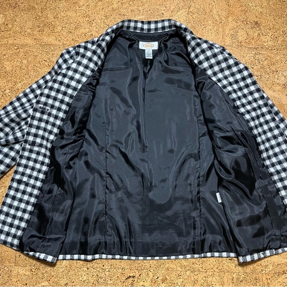 Talbots Wm’s Wool Blend Gingham Buffalo Plaid Black & White Button Jacket Sz 10P - Picture 12 of 16